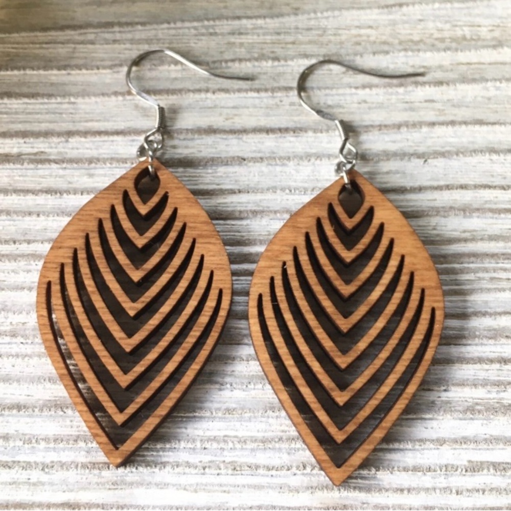 Wooden Leaf Earrings